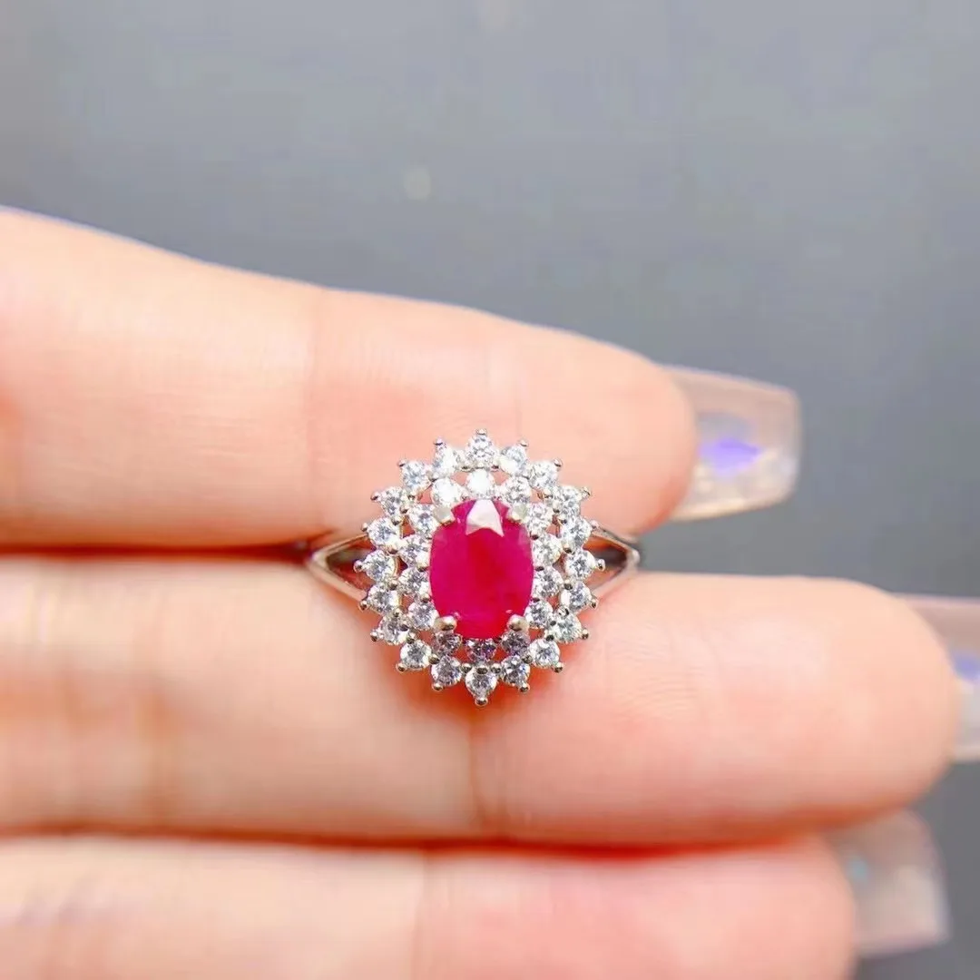 Factory Supply Custom 925 Sterling Silver Handmade Unique Engagement Natural Ruby Rings For Women