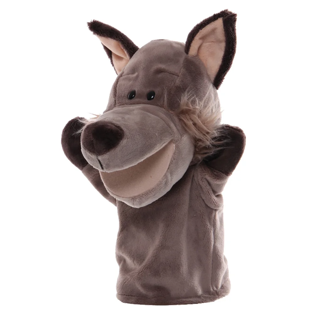 Cute soft plush animals doll funny dinosaur alligator hand puppets with removable hands and open mouth
