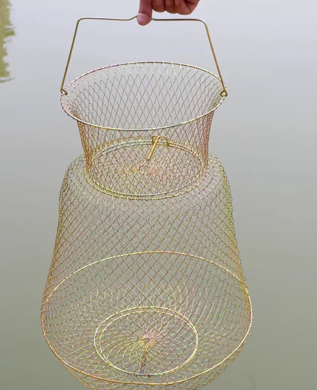 Galvanized Steel Wire Fish Baskets Collapsible Wire Fish Baskets Portable Fishing Basket Robust and Easy to Use