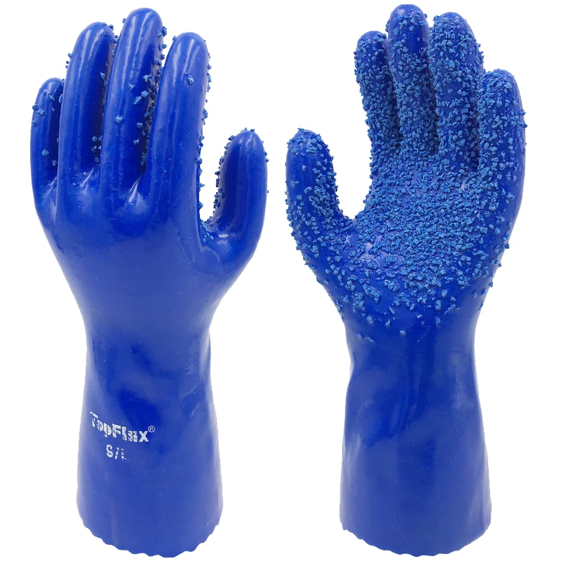 Seamless cotton liner PVC coating ,ultra oil and chemical durable PVC safety glove, with anti-slip dots on palm