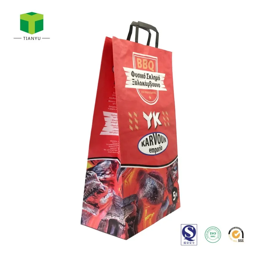 Cheap price custom polypropylene bag paper charcoal briquettes packing bag 5kg 10kg 20kg bbq lump charcoal bags