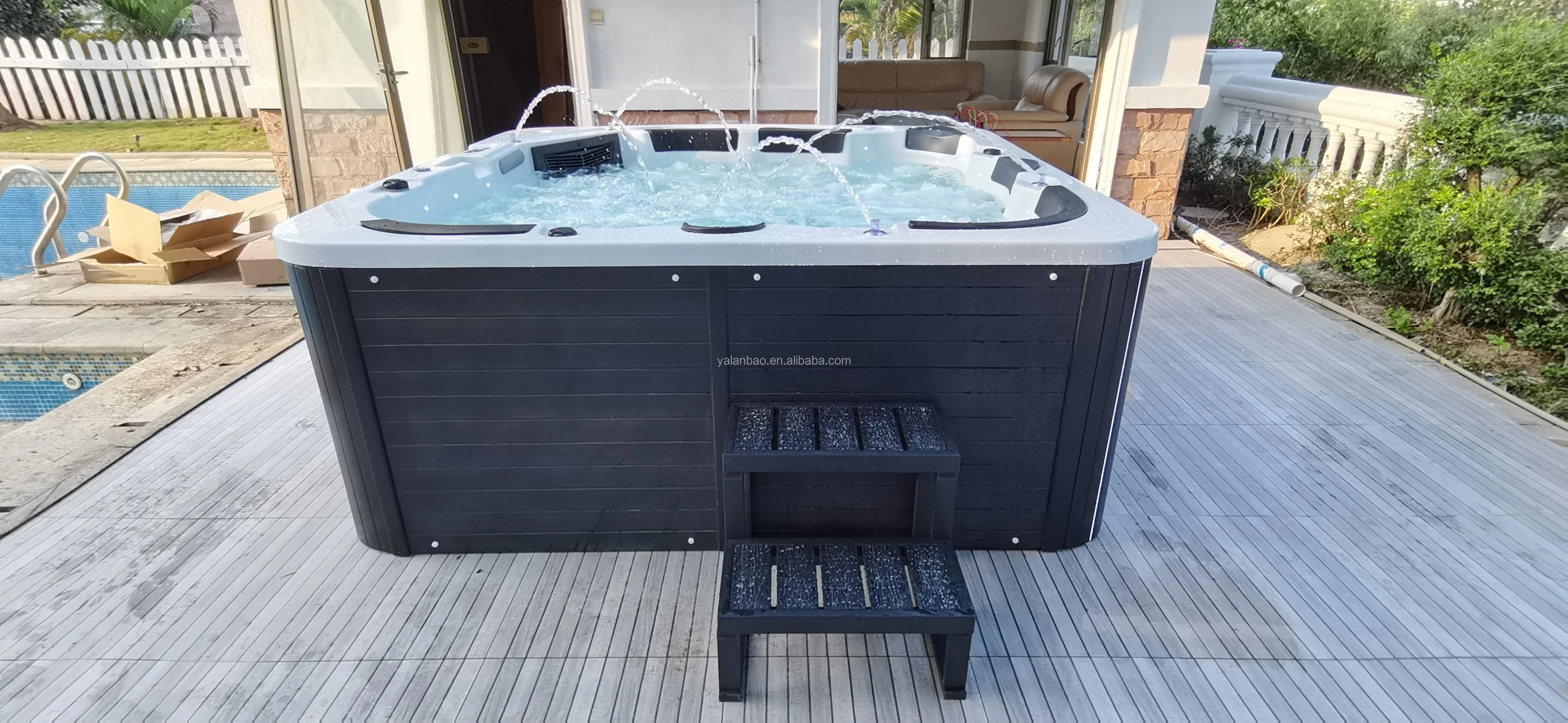 Custom 5 -7 Person Acrylic Bathtub whirlpool LED on the bottom outdoor Massage hot tub Spa