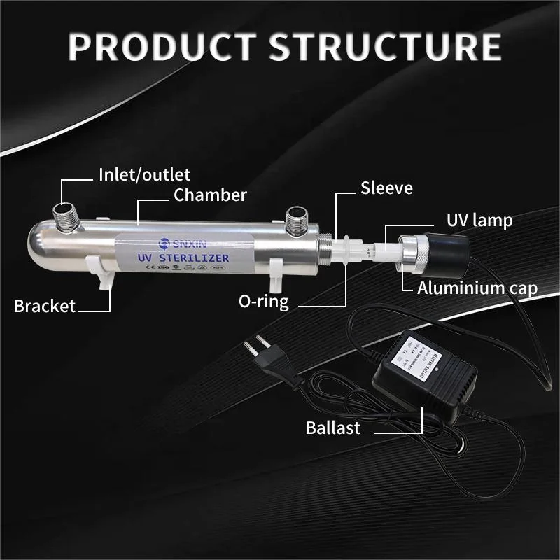 SNXIN Nice price 12W 1 GPM uv water sterilizer 304ss housing uv water filter for family drinking water treatment