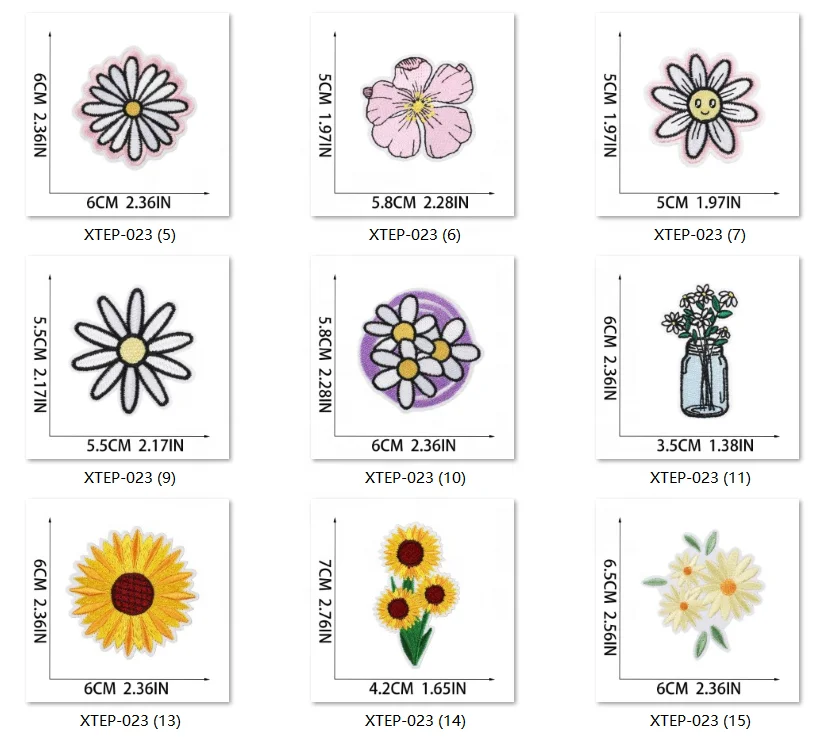 Wholesale Full Embroidered Flower Logo Clothes Patch Colorful Flower Design Custom Embroidery Iron On Patches for Clothes