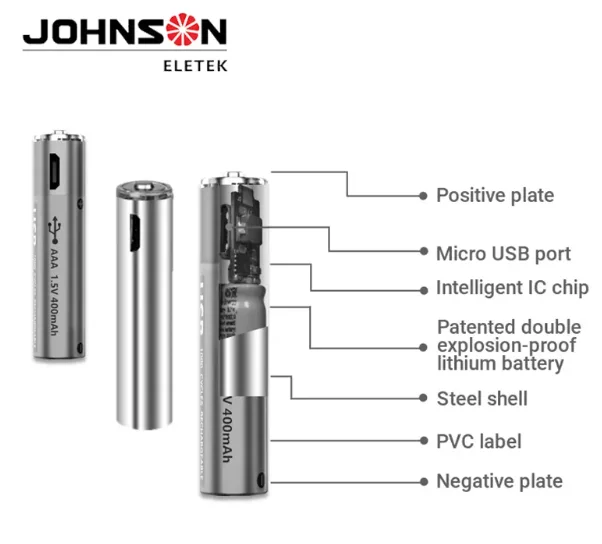 USB 1.5V AA Type-C port Charging 2200mwh Double A Lithium Ion Batteries Micro USB Rechargeable Li-ion Battery With Type-C port