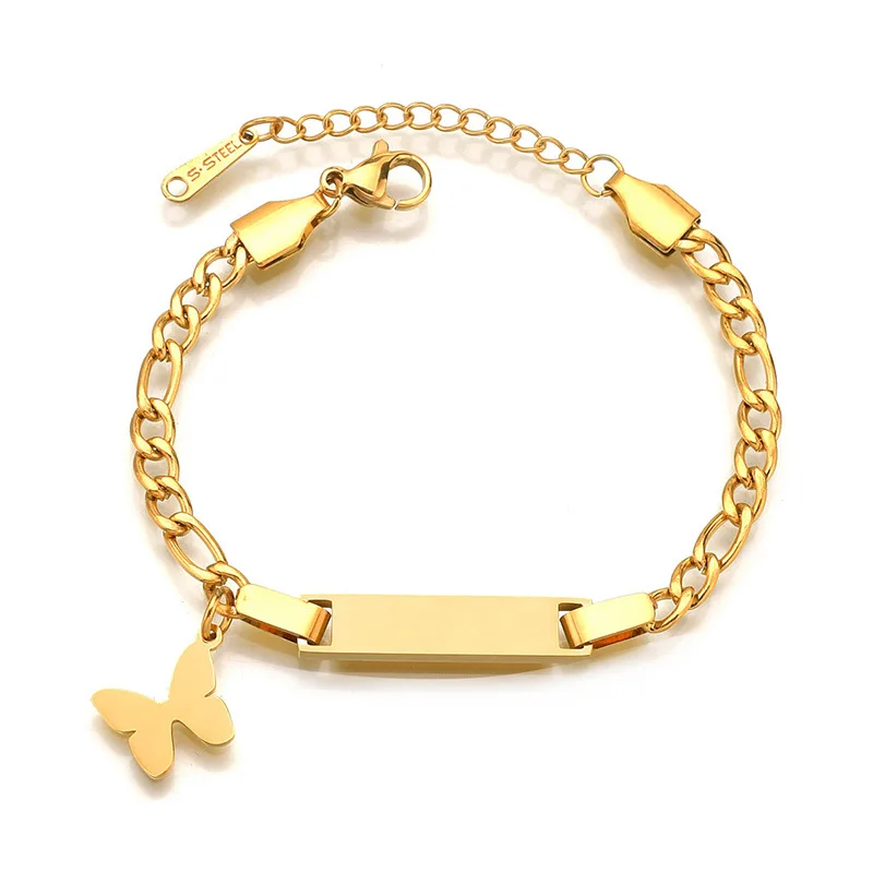 Women jewelry Manufacturer Gold Plated Child Stainless Steel Chain Charm Name Personalized Custom Jewelry Bracelets For Kids