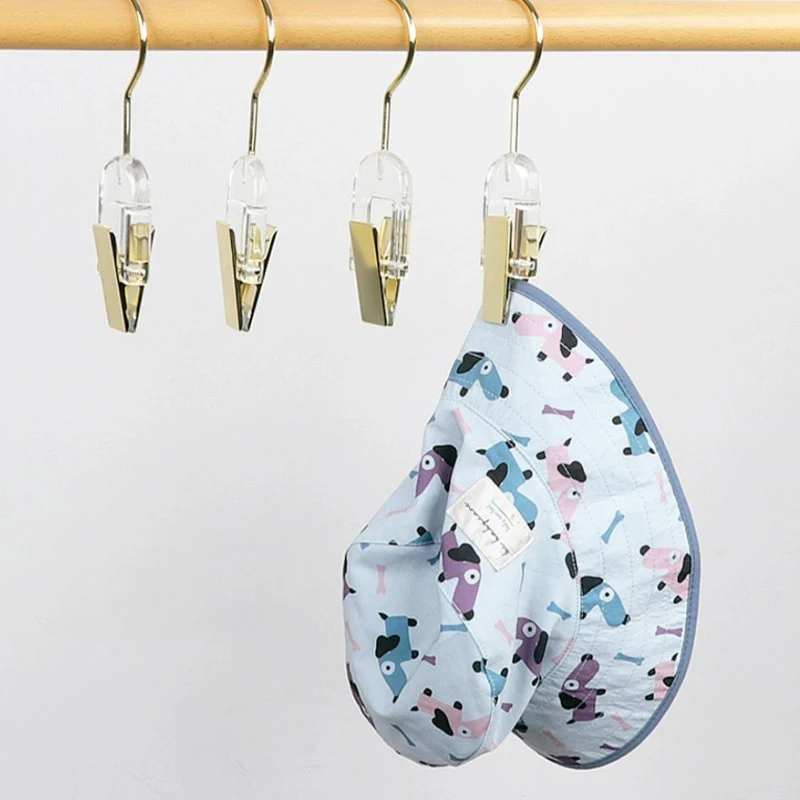 Beishite Single Transparent Clear Clip Acrylic Hair Extension Hanger for Hats Socks Scarf Tie Belt with Gold Hook