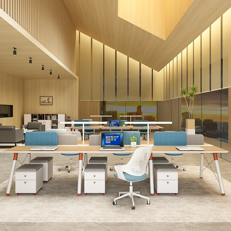 Оптовая продажа, офисная Рабочая станция на 6 мест из МДФ, офисный стол для конференций с перегородкой и подставкой