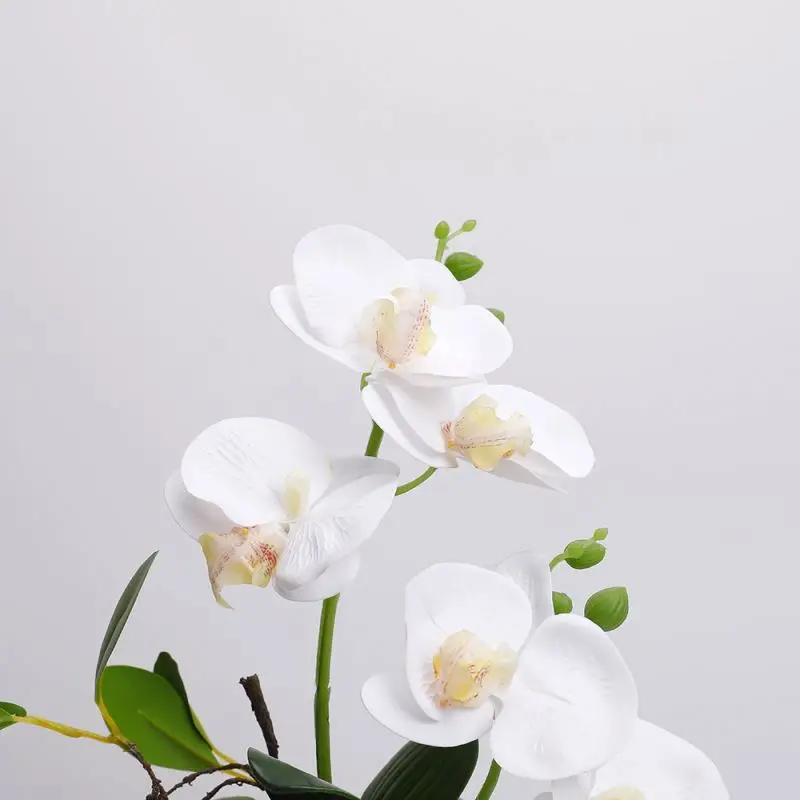 White High Quality 4 Heads Phalaenopsis Real Touch Artificial Butterfly Orchid Flower  Latex Orchid For Wedding