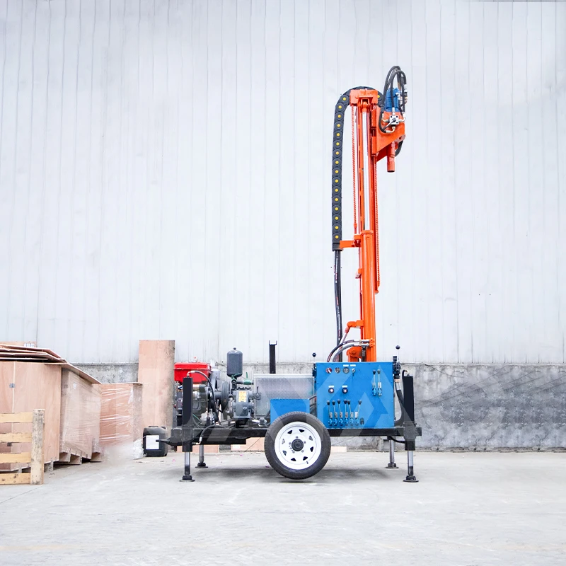 200m drinking well deep circular hole air compressor vibration portable water well drilling rig