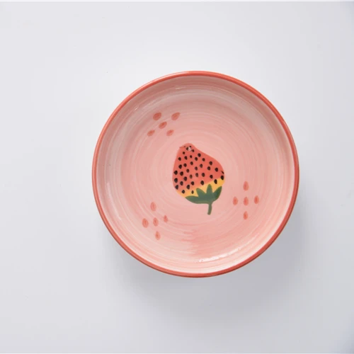 
Hotel Romantic Theme Tableware Steak Plate Pink Ladies Home Strawberry Ceramic Round Dinner Plate 