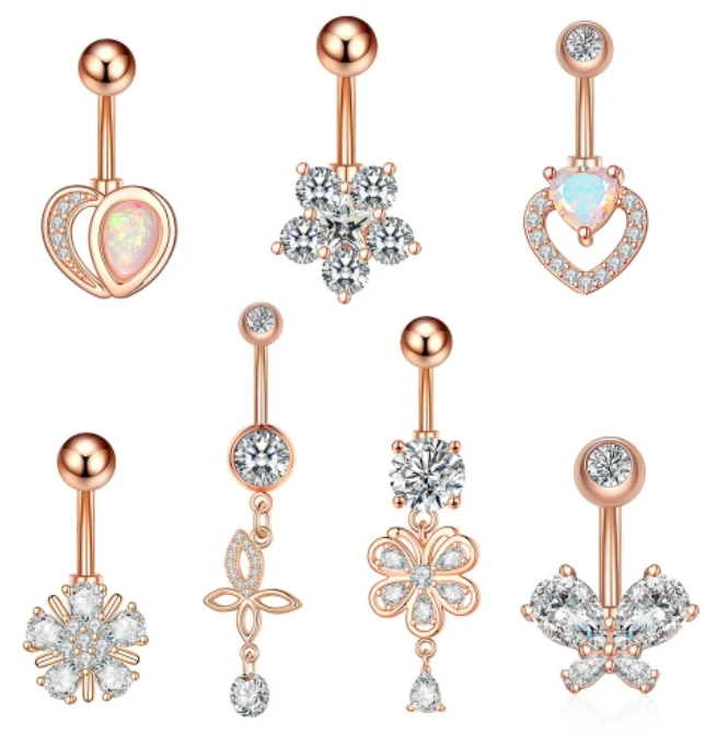 2024 stylish belly button ring trending sex crystal navel banana 316l surgical stainless steel body piercing jewelry wholesale