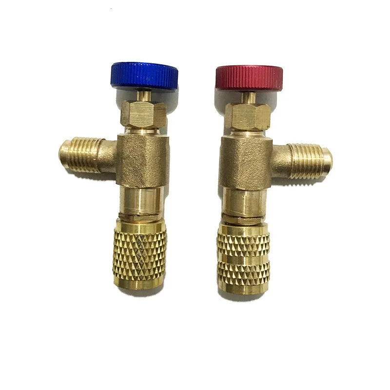 Brass Fluorine Liquid Safety Valve R410 R22 Refrigerator Refrigeration Charging Valve 1 / 4  5 / 16