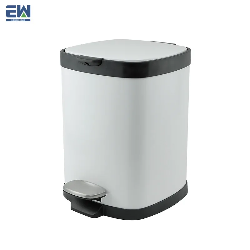 Rectangular Stainless Steel Trash Can Home Indoor Kitchen Waste Bin with Foot Pedal