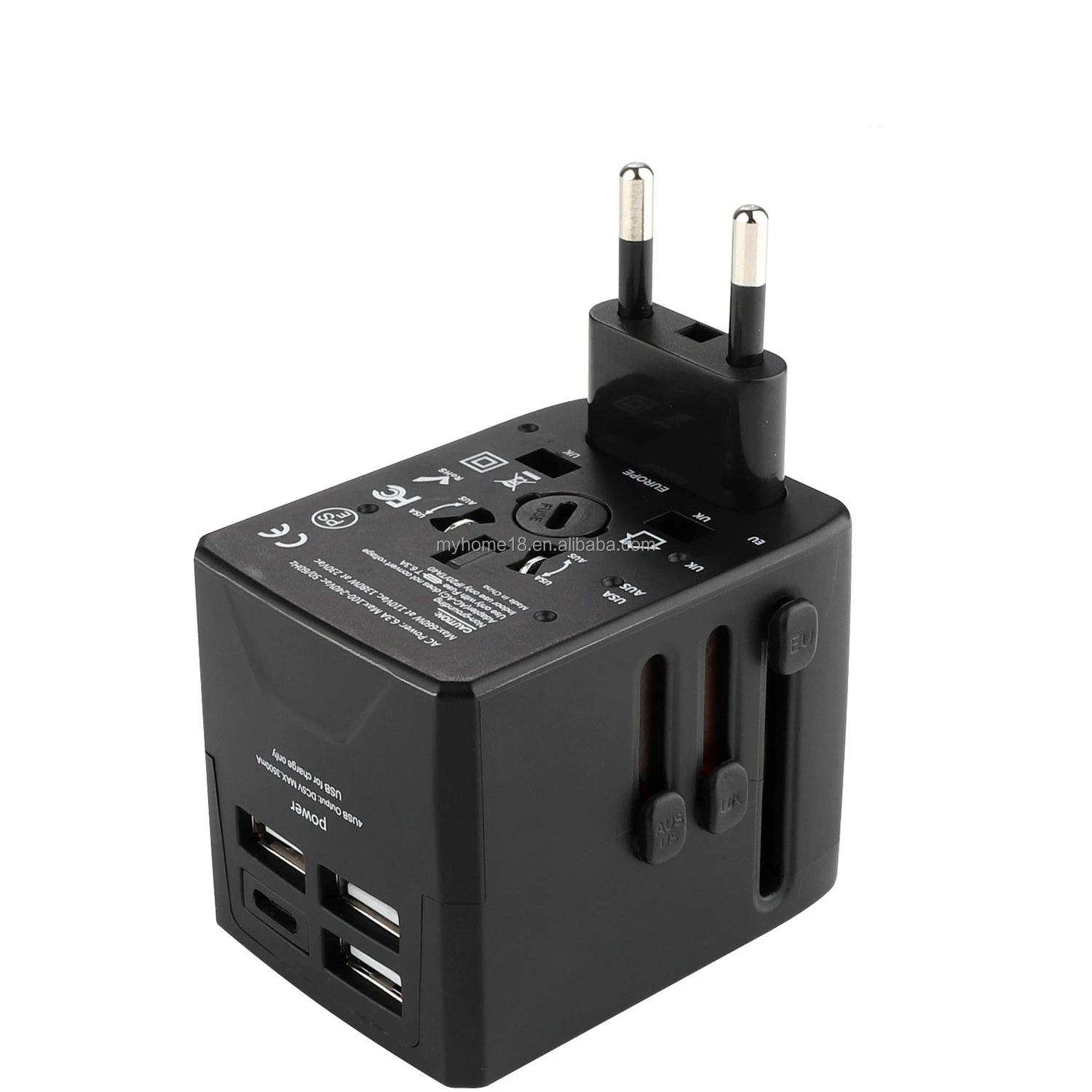 Universal changeable Plug Smart Quick Mobil Phone Travel Adapter Usb Type C Usbc 4 Port Pd Wall Charger