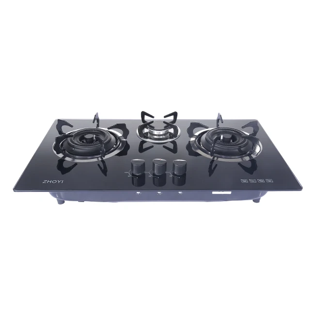 China cheap CE portable tempered glass 3 burner gas stove table top cooktops gas