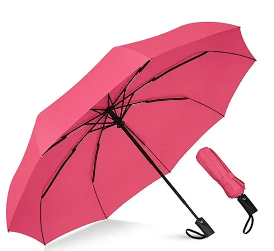 Ovida With Coating Travelling Compact Umbrella Full Automatic 3Folding Rainbow Umbrella