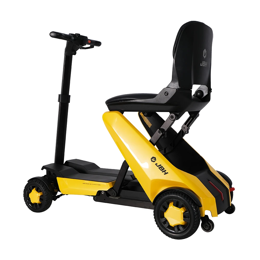 Multifunctional Transport Sell Commode Electric Scooter Manual Wheelchair with Comfortable Footrest Electronic Unisex Yellow 24V