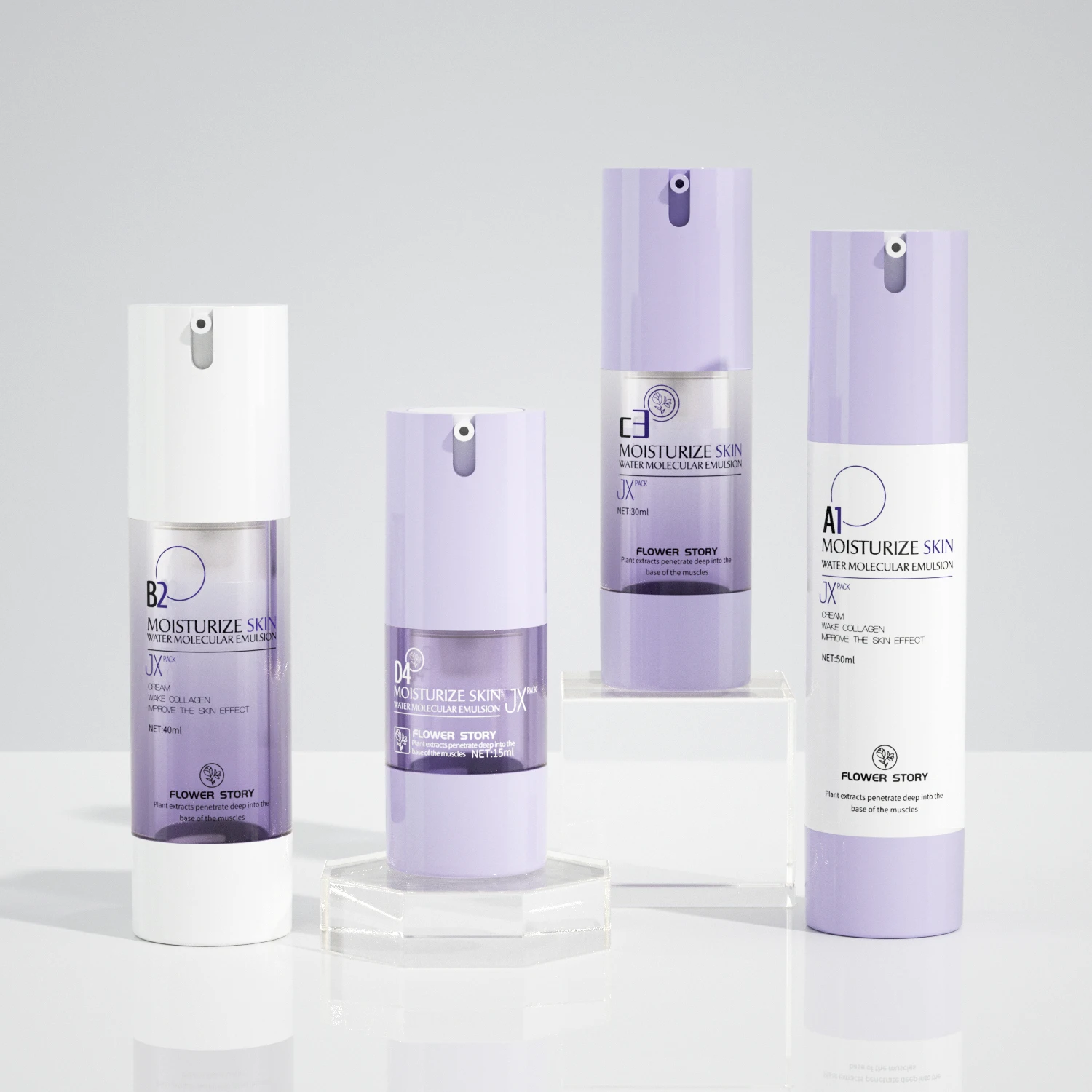 Wholesale 15 30 40 50 ml round lotion cream dispenser vacuum packaging clear airless skin care cream bottle with pump