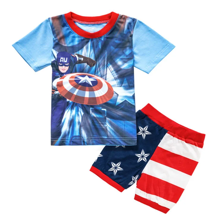 Toddler boys sleepwear cartoon car printing dis ney bat spiderman Kids shirts shorts 2pcs Boys Pajamas clothing Set