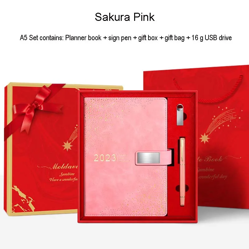 2023 Designs PU Leather Journals Custom Logo Magnetic Buckle A5 Inner Pages Diary/weekly/monthly Calendar Notebook Planner