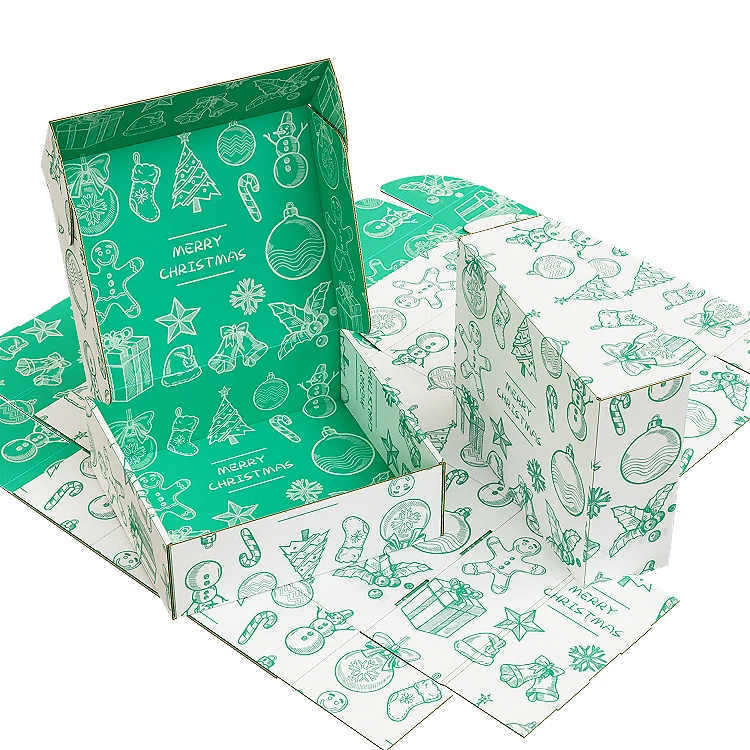 Gift Box Jewelry Cookie Candy Card Board Paper Folding Merry Christmas Eve Gift Custom Mailer Corrugated Shipping Packaging Box