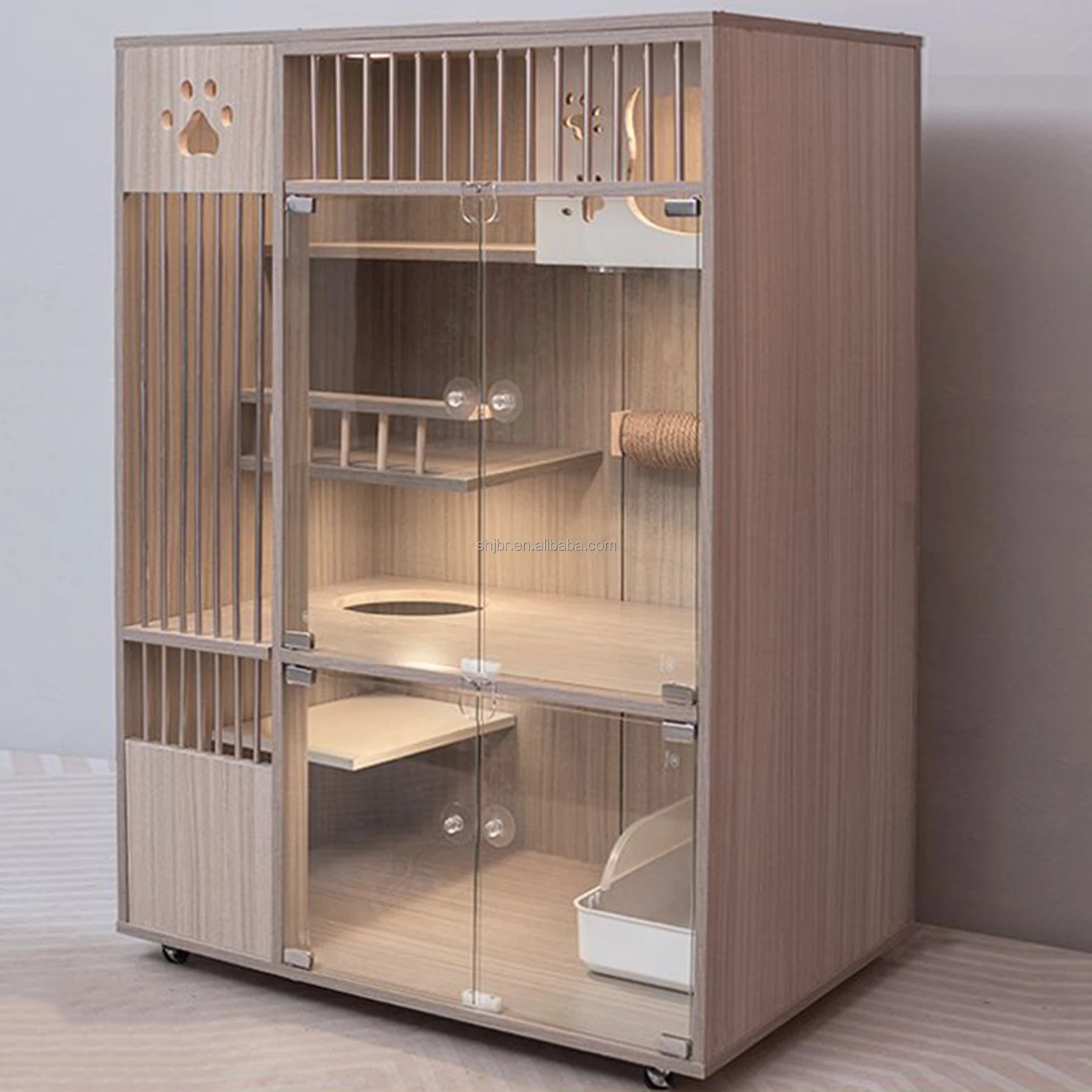 Factory wholesale Pet cat solid wood cage cat villa indoor kitten house Furnishing cat nest kitten cabinet Multi-layered design