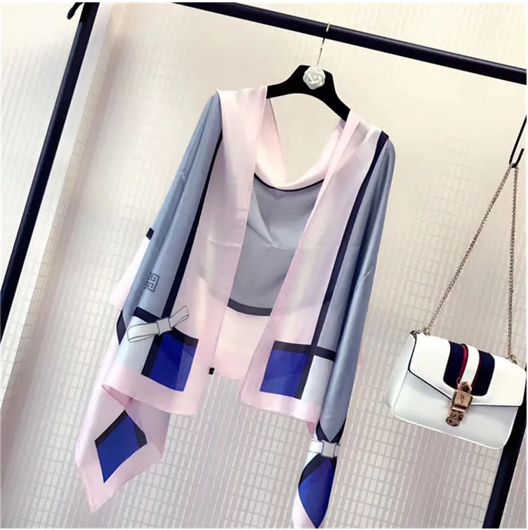 Hot Sale Fashion Custom Printed Long Stoles Korean 100 Silk Neck Scarf For Women