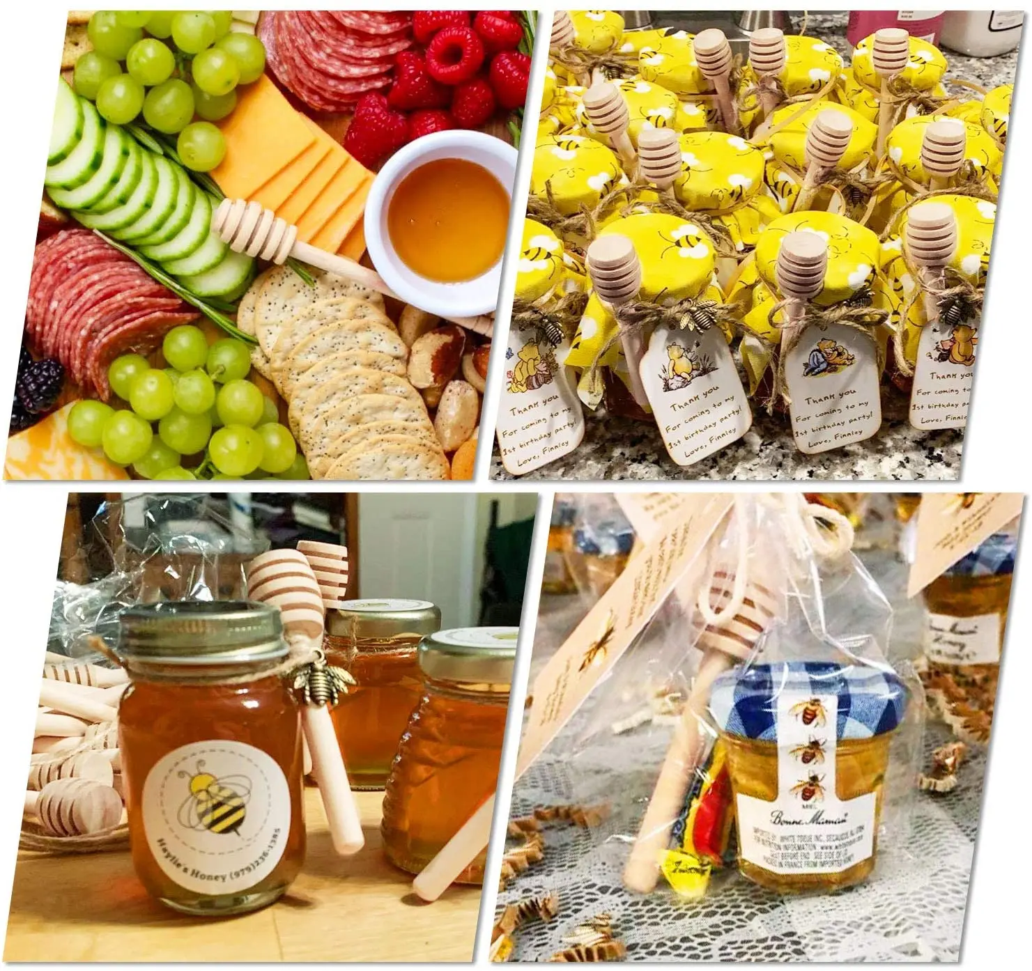 Wooden Honey Dipper Sticks 3 Inch Mini Honeycomb Stick, Honey Stirrer Stick for Honey Jar Dispense and Wedding Party Gift