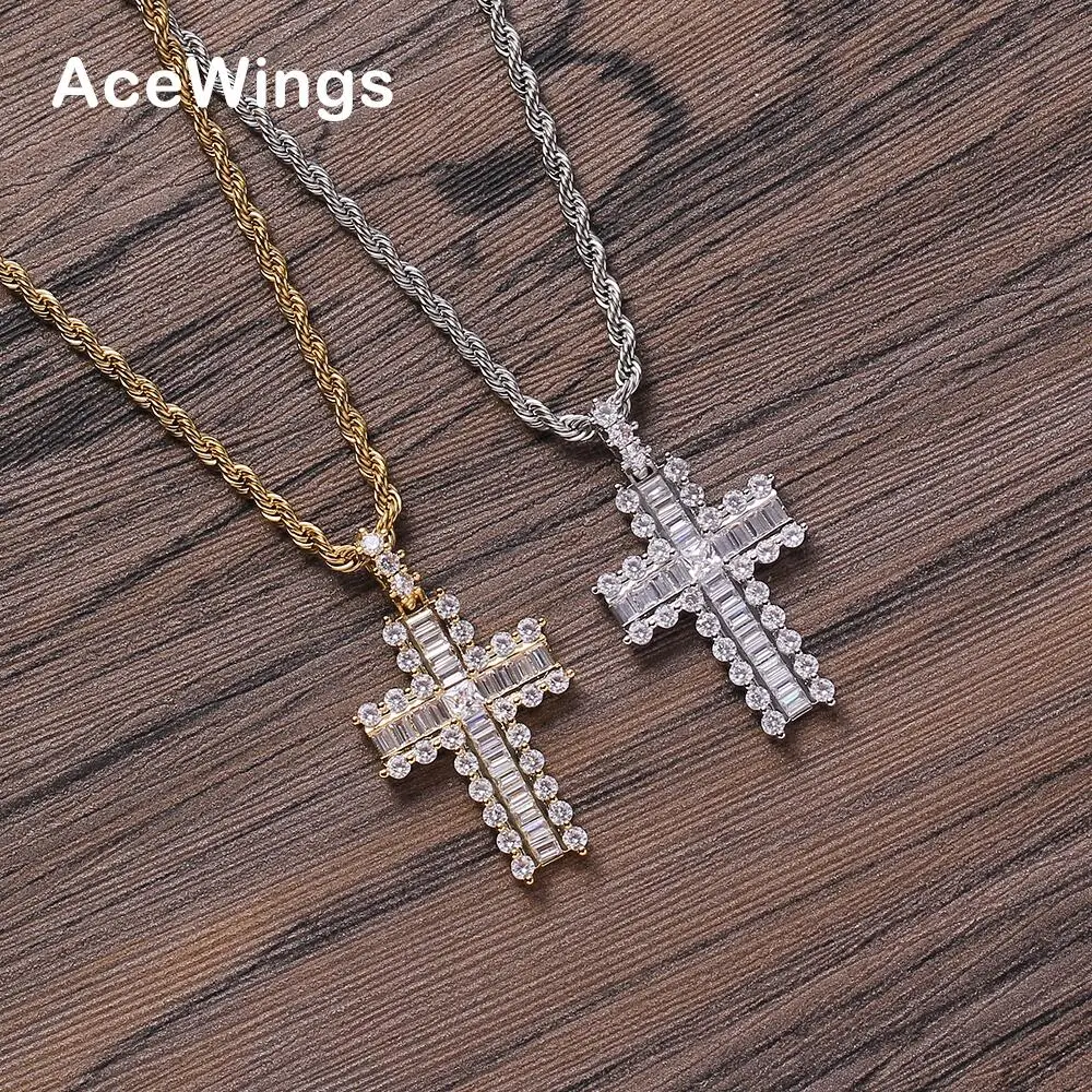 CN300 Hip Hop cross Pendant Brass Micro pave with AAA Zircon Stone Necklace Jewelry