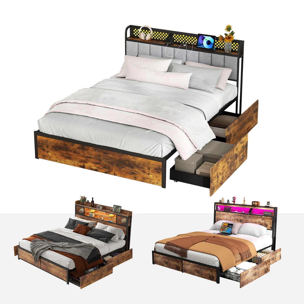 Twin Daybed and Trundle Frame Set Sofa Bed Modern Living Room Single Bed For Sale