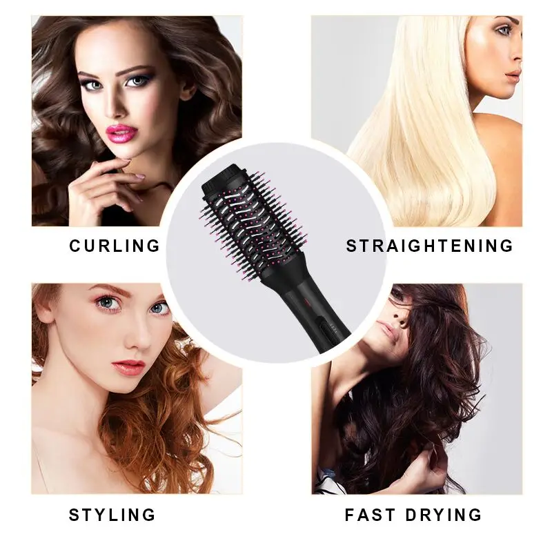 Hair Brush Private Label Flat Iron Hot Air Electric Comb, One Step Hair Dryer Fast Hair Straightener Brush Hot Air Brush