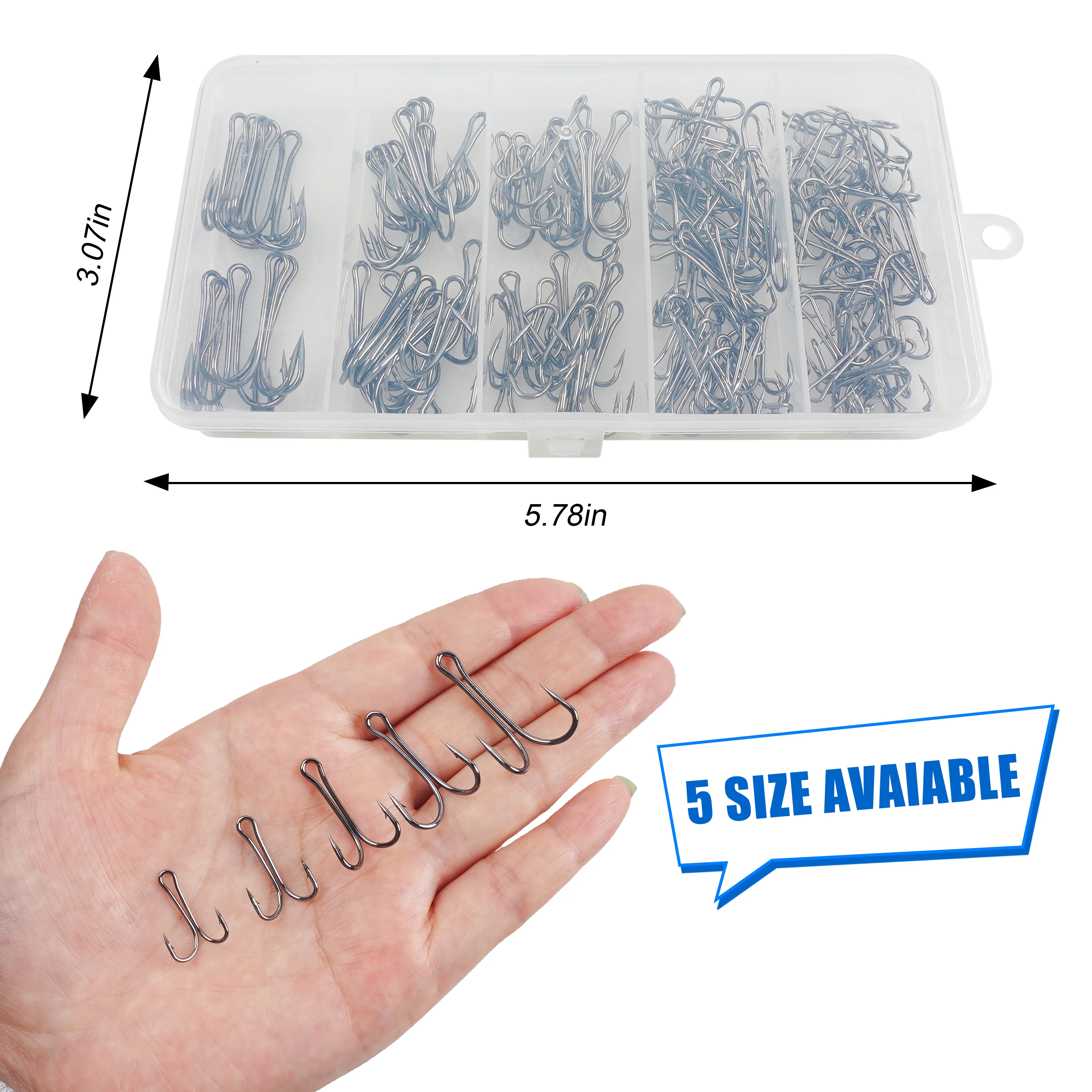 140Pcs/Box Double Fishing Hooks High Carbon Steel Fly Tying Fishing Hooks Open Shank Double Frog Hooks