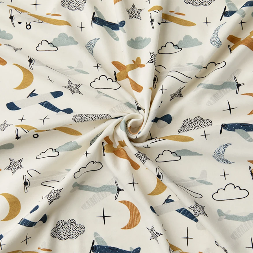 Изготовленный На Заказ 210gsm трикотажная ткань 100% хлопок мультфильм Аниме Pattern цифровые печатные эластичные хлопкового трикотажа для длинными рукавами одежда малышей