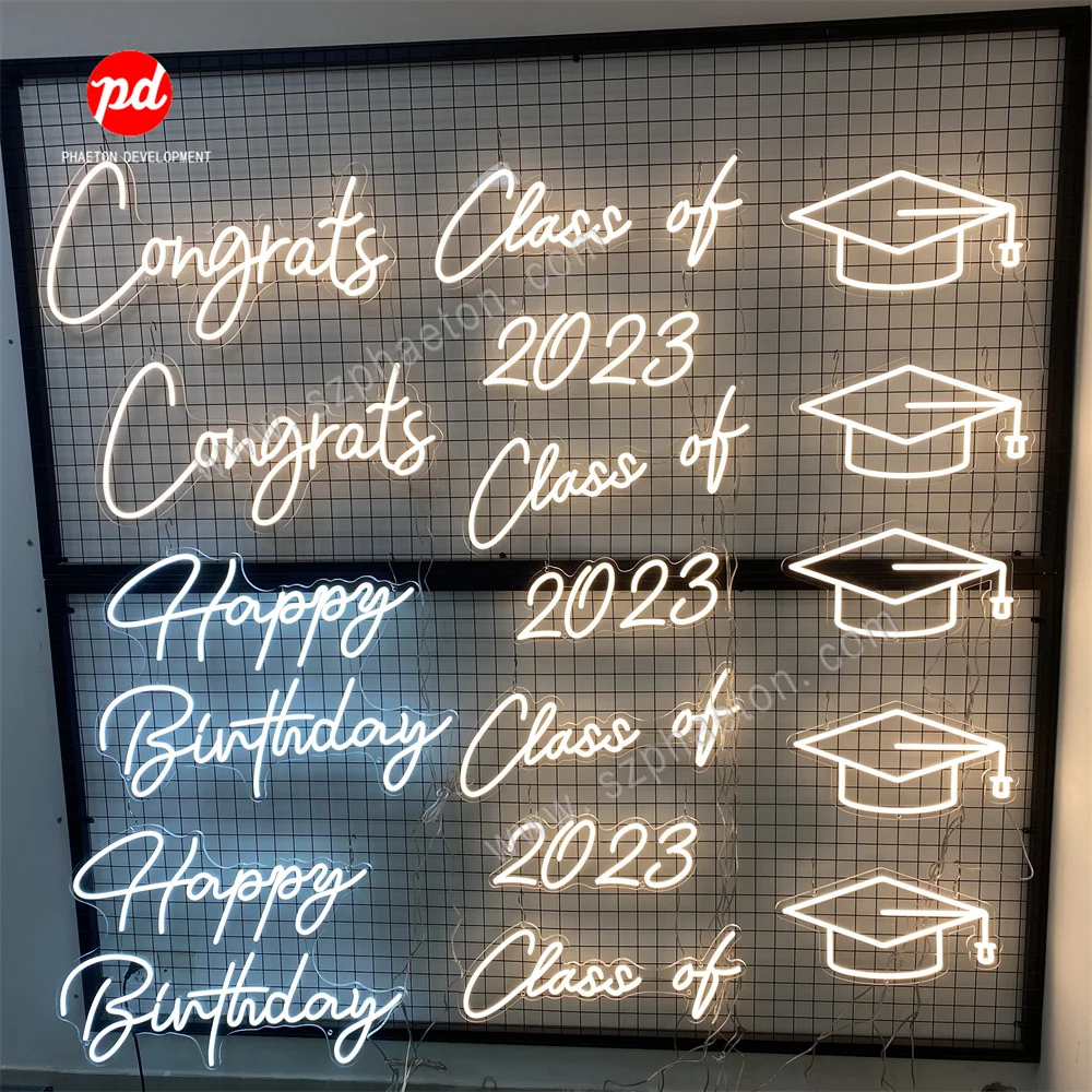 Graduation season custom led neon lights, graduation cap acrylic backboard neon sign for decoration