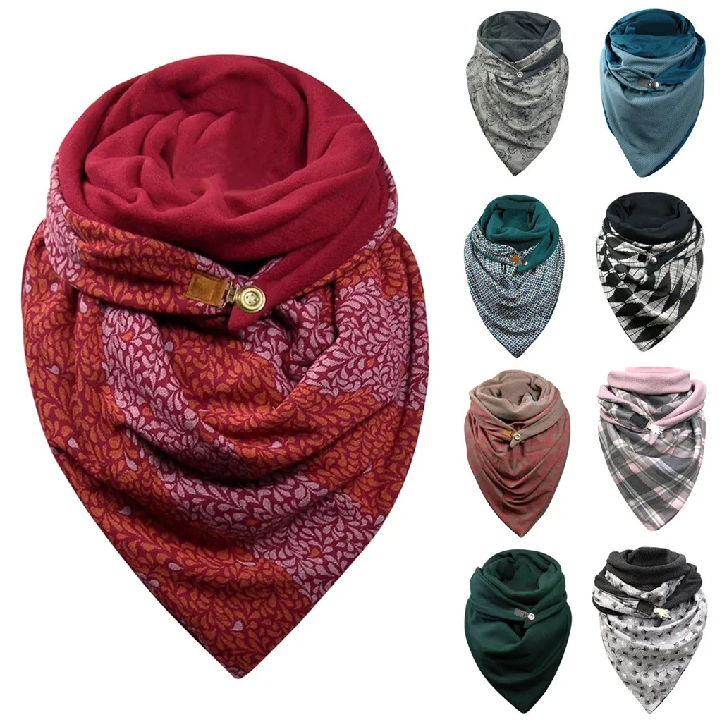 Women Soild Warm Shawls Spring Dot Printing Button Soft Scarves Wrap Casual Warm Shawls Simplicity Fashion Shawls