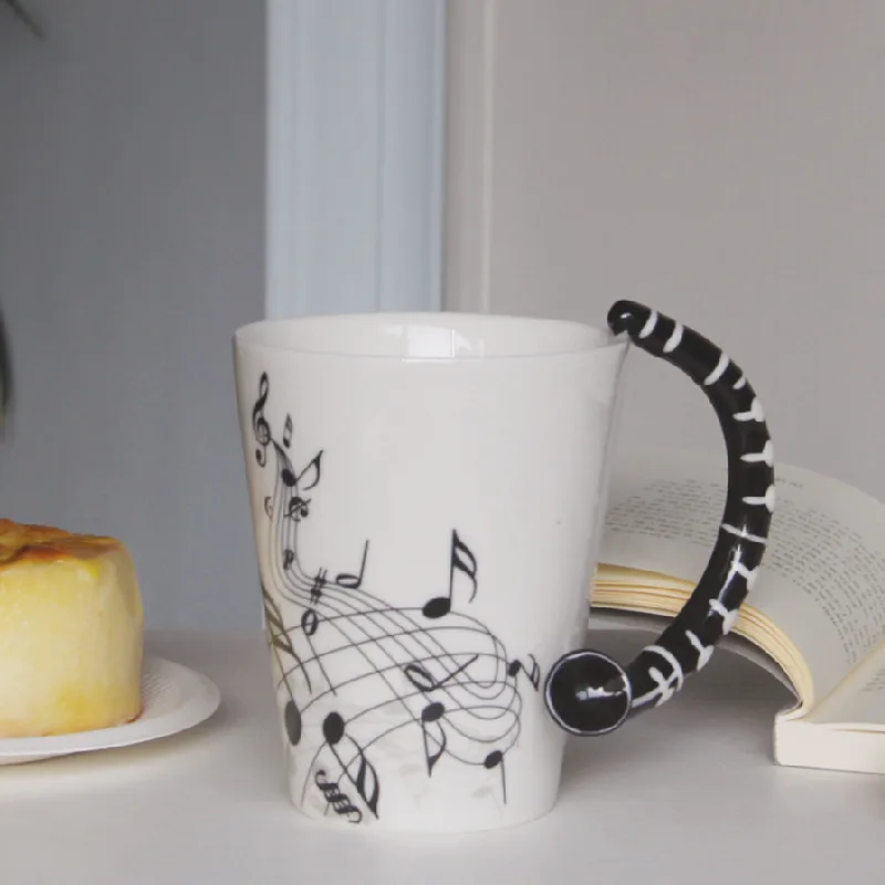 Sublimation 240ml 400ml Country Style Ceramic Music Cup Handgrip Guitar Coffee Mug for Giveaways for Music Festival Fans