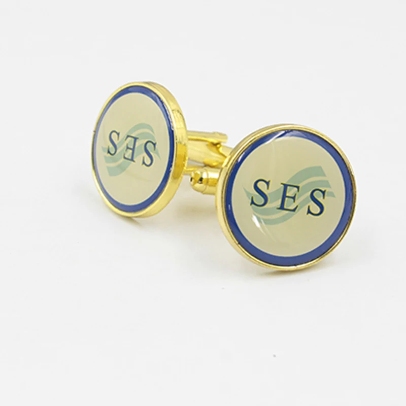 Customized Cufflinks Round Shape Hard Enamel Soft Metal Sterling Silver Gold Anniversary Custom Cuff Links For Sale