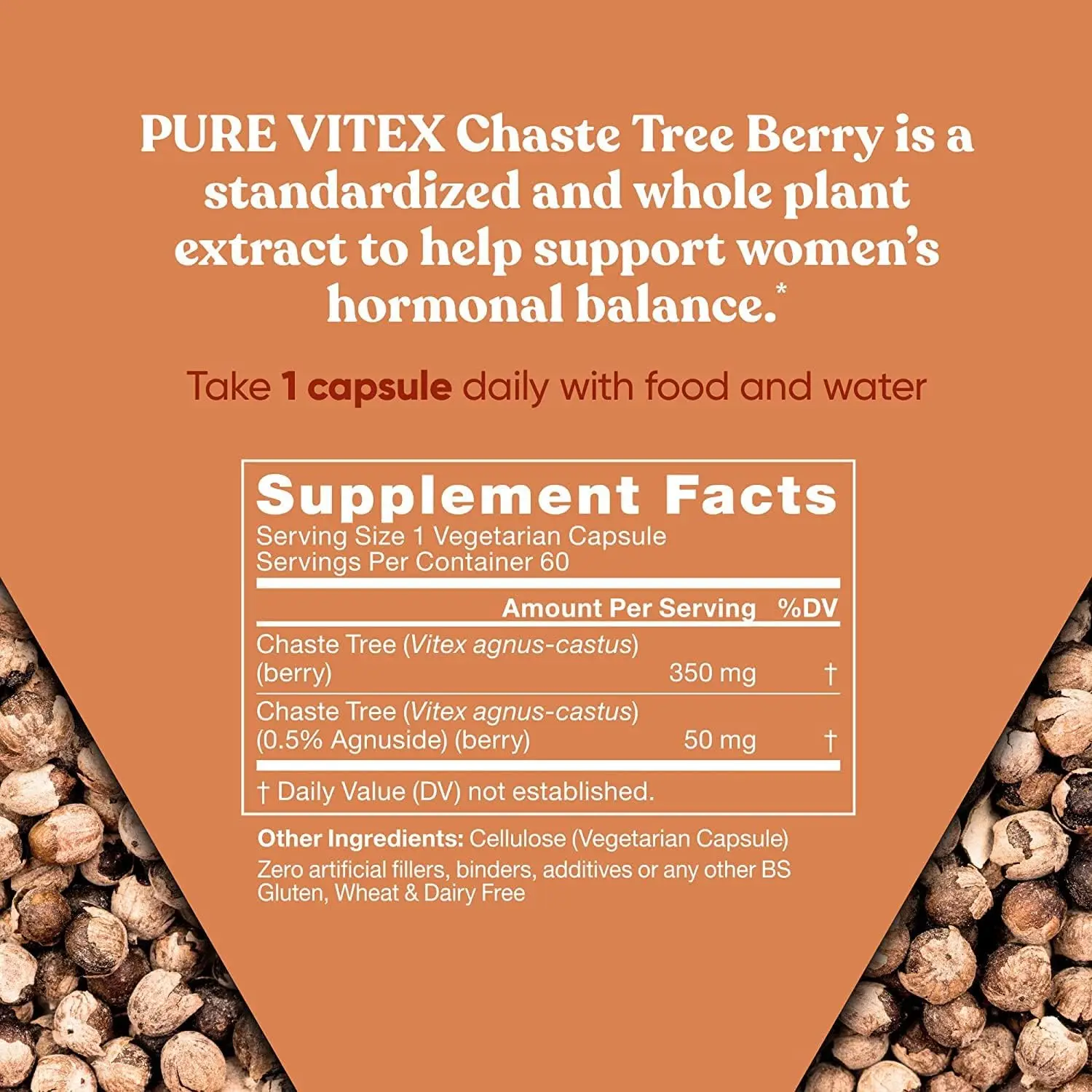 Vitex Pure Chasteberry Capsules Adults Natural PMS Support Hormone Balance Cycle Regulation Skin Health Promotion Supplements