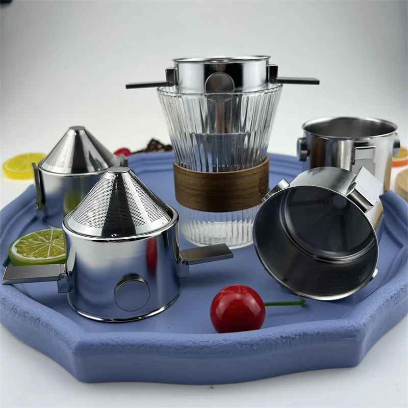 Food grade Coffee Dripper stainless steel 304 leaf pattern 1 2 4 cup pour over drip coffee filters