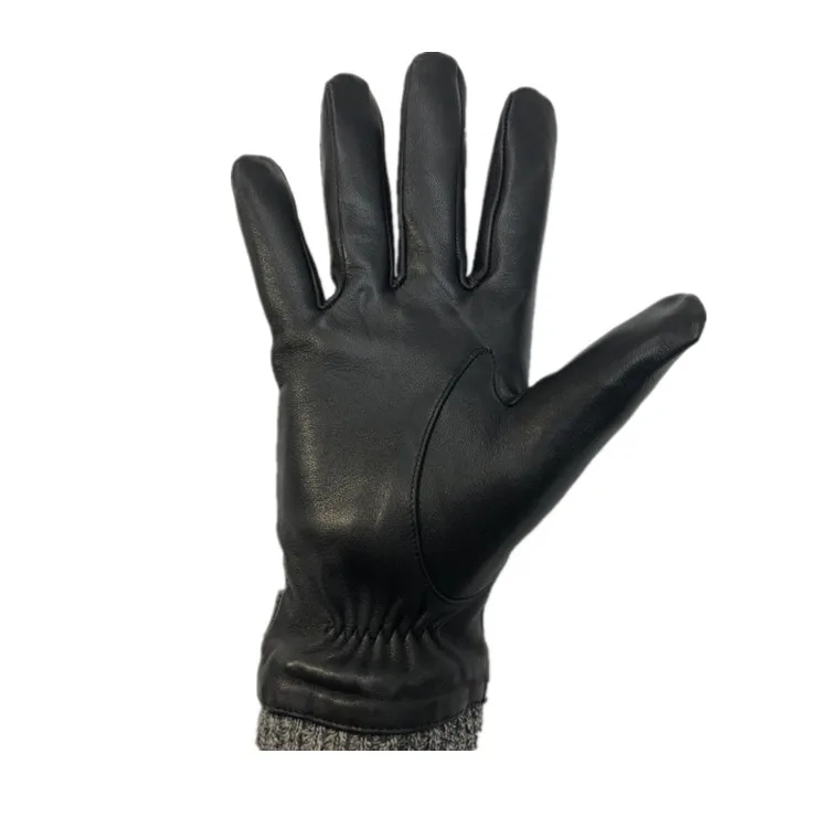 Men Winter Sheepskin Gloves Full Fingers Leather Gloves Warm Motorcycle Black Wear Resistant Breathable keep Warm