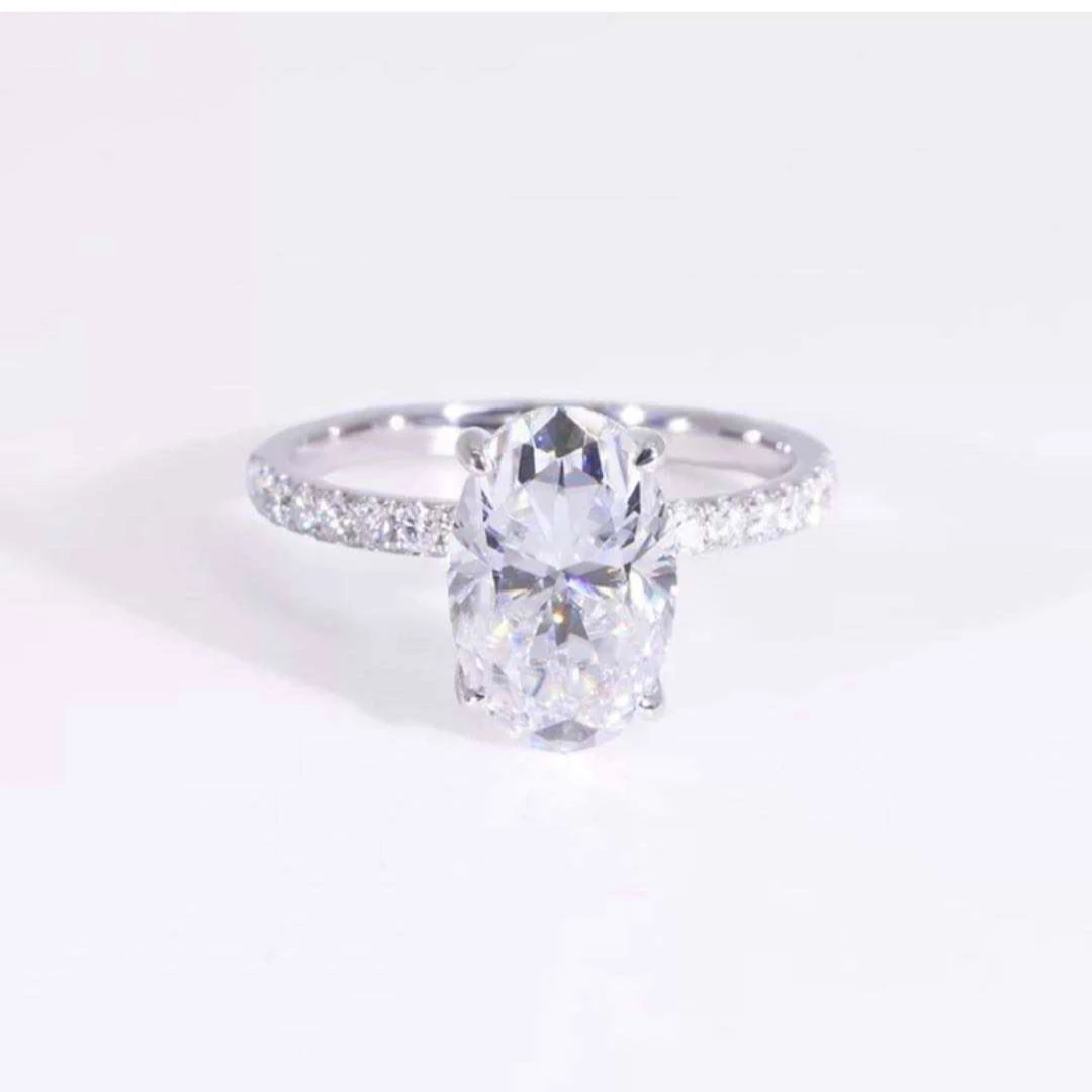 Focus luxury jewelry Moissanite Jewelry Pure 14K Gold 2.0CT oval Cut Diamond Halo Moissanite Engagement Wedding Ring