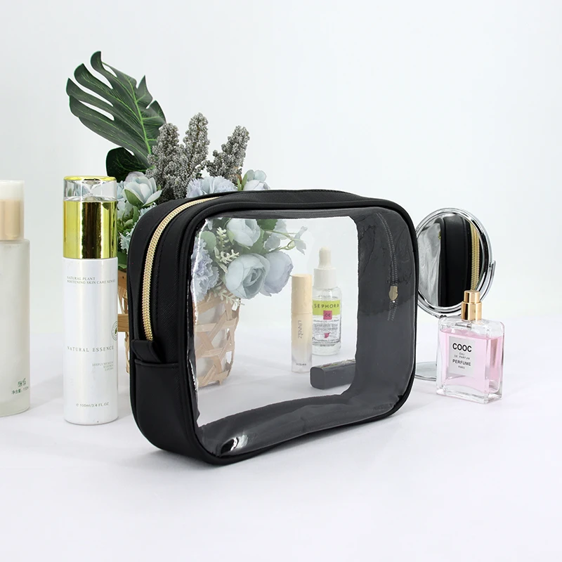 Wholesale TPU PVC Toilet wash Bag Waterproof Clear Transparent Beauty Toiletry Cosmetic Make Up Makeup Bag for Travel