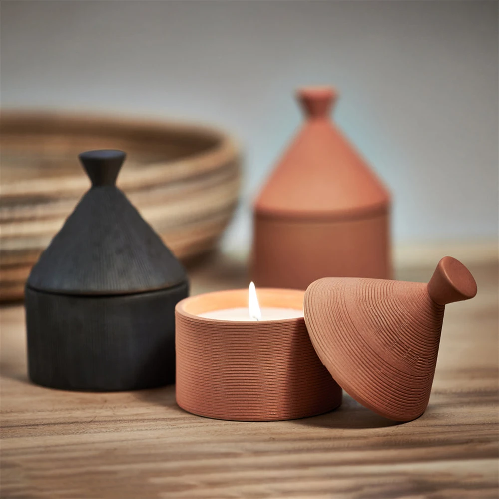 Unique Luxury Stoneware Candle Jar Wholesale Custom Scented Candle Vessels Cups For Home Decoration