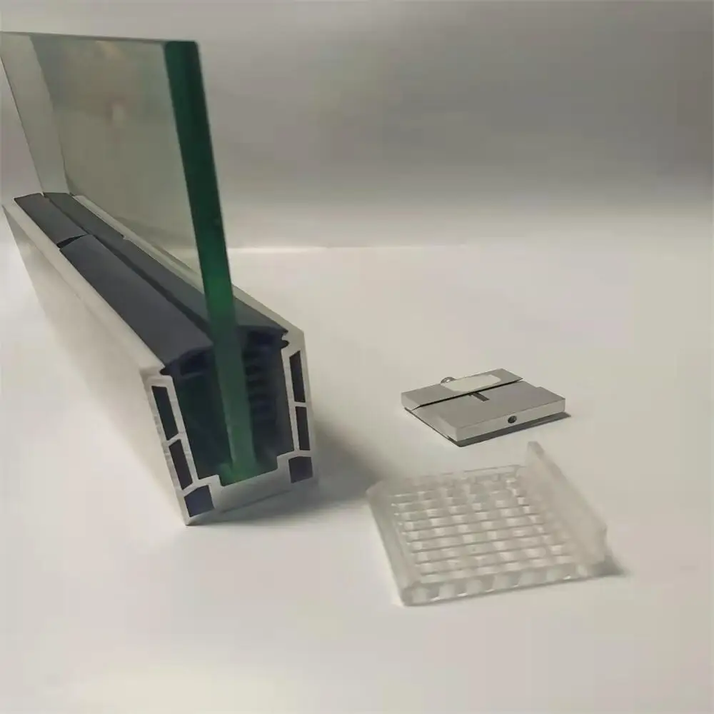 Customized durable metal tempered laminated frameless glass guardrail handrail U-shaped groove aluminum clip