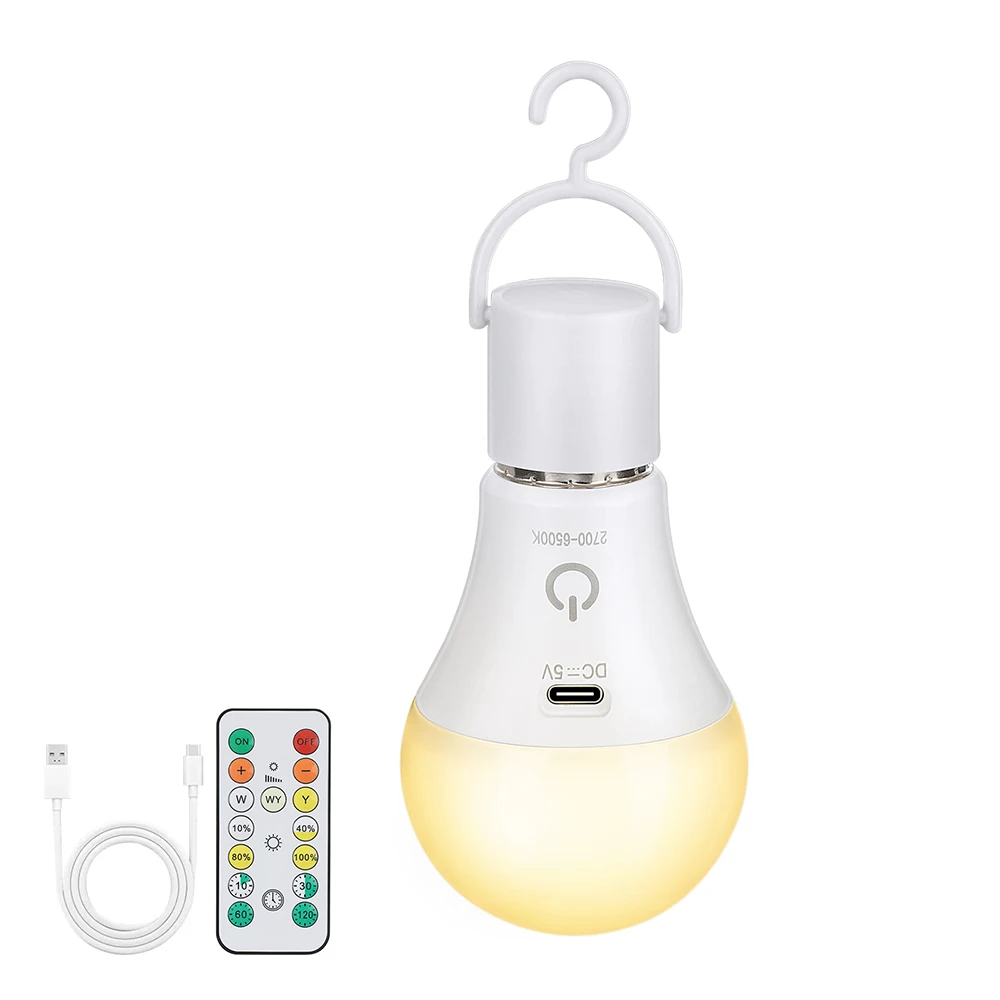 High Quality smart bulb with Remote Timing usb rechargeable bulb Emergency Lights e27 holder 7w rechargeable light bulb