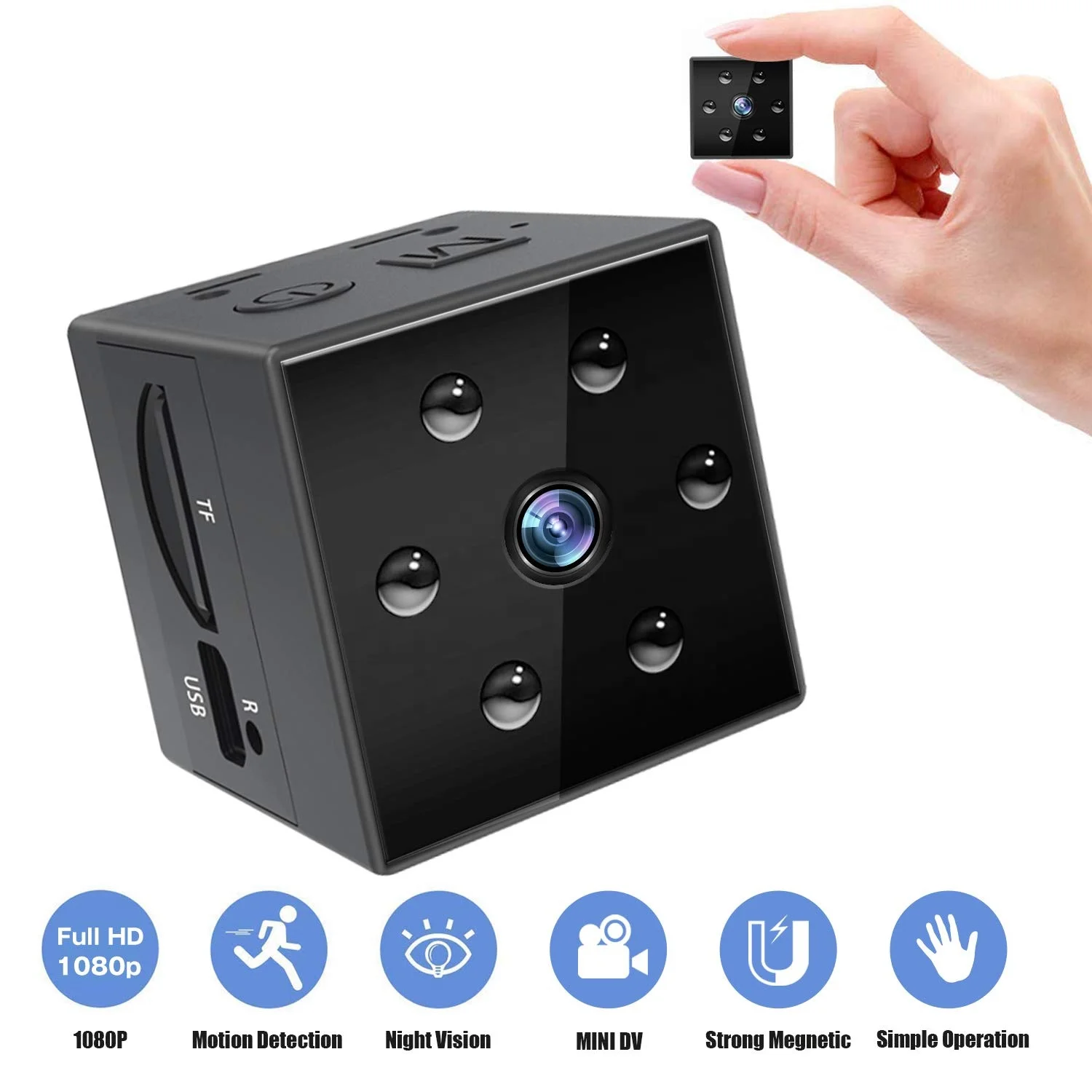 Маленькая мини-камера Espionaje HD 1080P с ИК-подсветкой