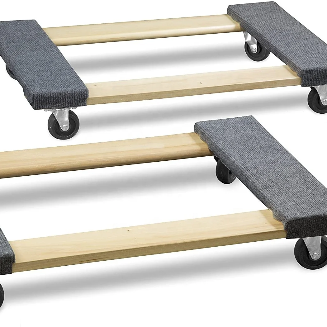 Wholesale High Quality Wood Four-Wheel Mover Dolly for Short-Distance Transportation