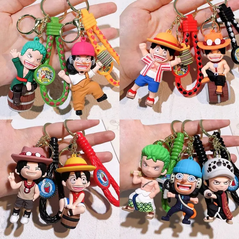 New 56 Styles One Pieces Series Gift PVC Rubber 3D Gear 5 Luffy Zoro Nami Cartoon Keychain Silicone Key Chain Ring