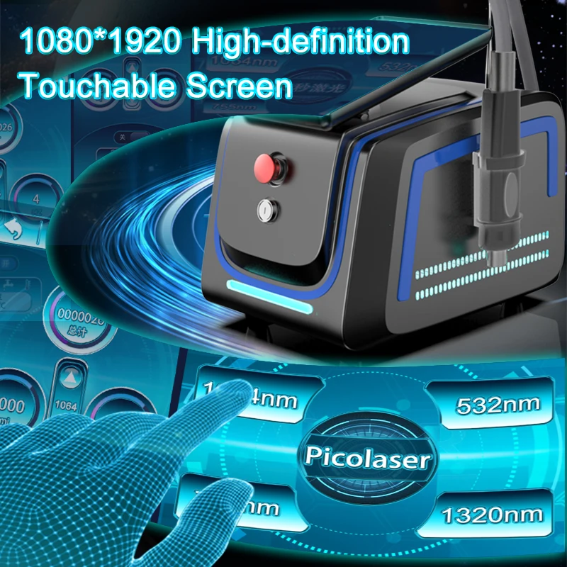 Hongqi Picosecond 1064nm 755nm 532nm Pico q switched Nd Yag Lasering Pico Lasering Tattoo Removal Picosecond lasering machine